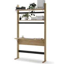 Dzieci Lenart Szafki I Regały Do Biura|Biurka Do Biura*Wysoki regał z biurkiem OLLIE OL-04 dąb olejowany+ czarny