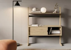 Dzieci Lenart Szafki I Regały Do Biura|Szafki I Regały Do Pokoju Młodzieżowego*Wysoki regał z półkami OLLIE OL-05 dąb olejowany+ czarny