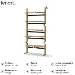 Dzieci Lenart Szafki I Regały Do Biura|Szafki I Regały Do Pokoju Młodzieżowego*Wysoki regał z półkami OLLIE OL-05 dąb olejowany+ czarny