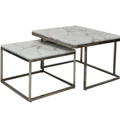 ArteHome Stoliki Kawowe I Ławy*Zestaw stolików kawowych Porto srebro/biel