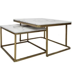 ArteHome Stoliki Kawowe I Ławy*Zestaw stolików kawowych Porto złoto/biel